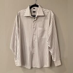 Paul Smith White with Royal Blue Stripes Men’s Button Down Shirt in Size 17.